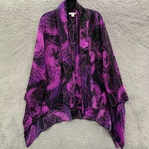 EMMELLE Blouse Womens Medium Cardigan Top Purple Black